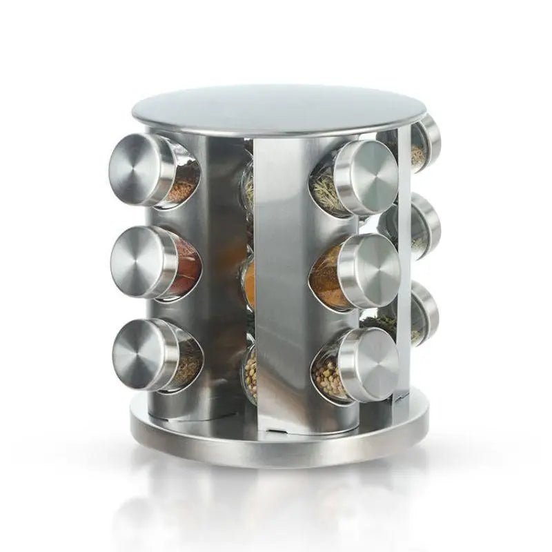 Porta Temperos e Condimentos Giratório em Inox + Caneta e Adesivo - Entrega Grátis